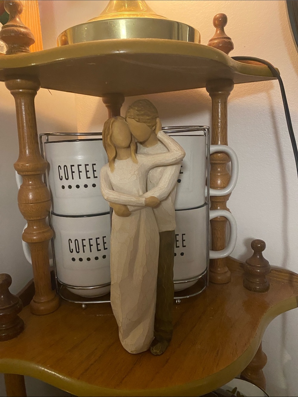Willow Tree Embracing Couple Figurine - Ivory and Brown